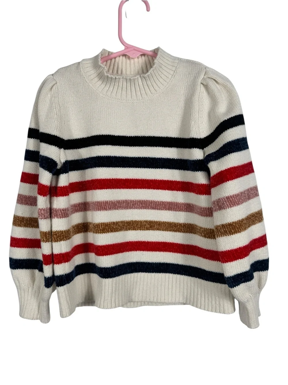 GAP Toddler Stripe Mockneck Sweater, Chino Beige, Size 5T